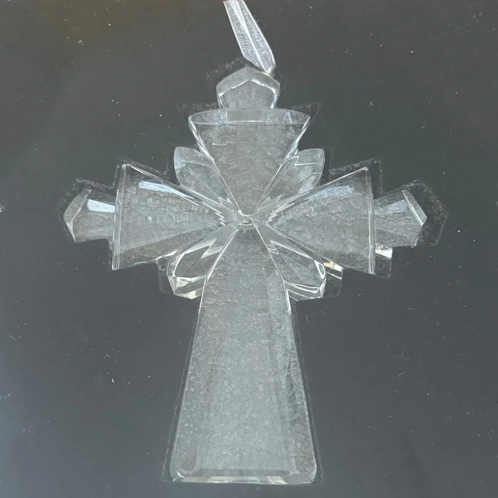 Belk Clear Crystal Cross Ornaments Set of 3 in Original Package Never Opened